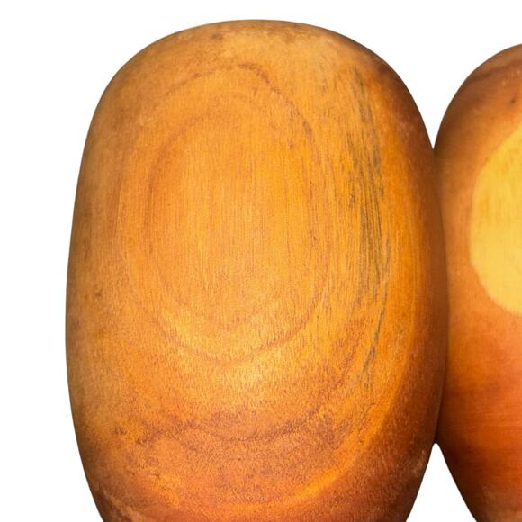 Pair Wooden Wine Goblets Mid Century Modern Turned From a Single Piece of Wood - Picture 5 of 9